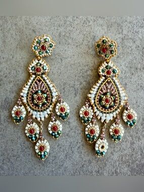 NWOT - Miguel Ases Carnelian and Swarovski Earrings
